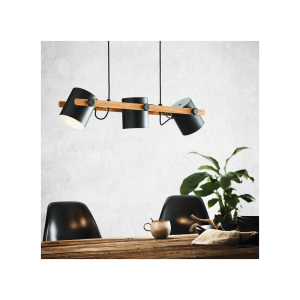 Lámpara Colgante de Techo Nórdica HORNWOOD de Madera y Metal 3xE27 IP20 – Eglo - Imagen 3