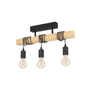 Lámpara Colgante de Techo TOWNSHEND Vintage de Madera 3xE27 IP20 – Eglo - Imagen 1