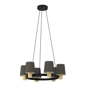 Lámpara Colgante EDALE Redonda de Metal y Madera Ø70 cm 6xE27 IP20 – Eglo - Imagen 1