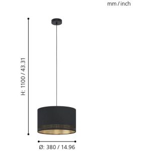 Lámpara Colgante ESTEPERRA Negra con Interior Dorado Ø38 cm 1xE27 IP20 – Eglo - Imagen 2