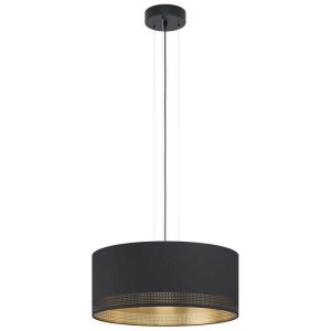 Lámpara Colgante ESTEPERRA Negra con Interior Dorado Ø53 cm 3xE27 IP20 – Eglo - Imagen 1