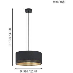 Lámpara Colgante ESTEPERRA Negra con Interior Dorado Ø53 cm 3xE27 IP20 – Eglo - Imagen 2