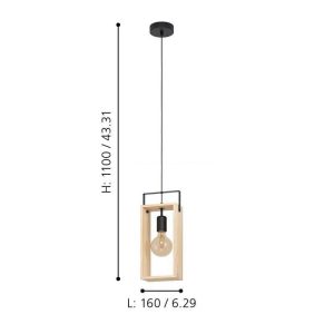 Lámpara Colgante FAMBOROUGH de Madera Vintage 1xE27 IP20 – Eglo - Imagen 3