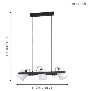 Lámpara Colgante HORNWOOD Blanca y Negra de Estilo Nórdico 3xE27 IP20 – Eglo - Imagen 3