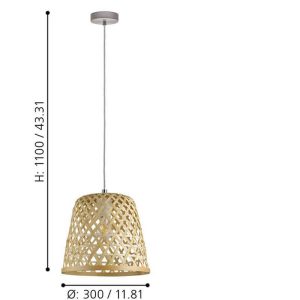 Lámpara Colgante Kirkcolm de Madera Natural 1xE27 – Eglo - Imagen 2