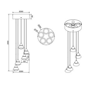 Lámpara Colgante LED ROMEO 5 Luces 35W 3500lm Negro IP20 - TRIO Lighting - Imagen 4