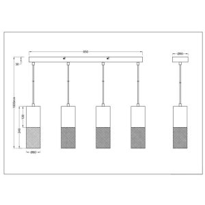 Lámpara colgante TOSH vintage metálica 4xE27 - TRIO Lighting - Imagen 3