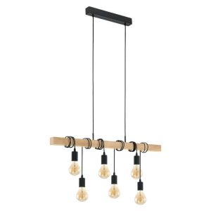 Lámpara Colgante TOWNSHEND Vintage de Madera y Acero 6xE27 100 cm IP20 – Eglo - Imagen 1