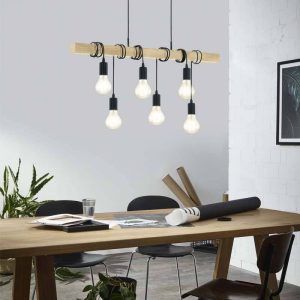 Lámpara Colgante TOWNSHEND Vintage de Madera y Acero 6xE27 100 cm IP20 – Eglo - Imagen 2