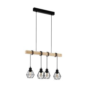 Lámpara Colgante Vintage TOWNSHEND 5 de Madera con 4 Luces E27 – Eglo - Imagen 1