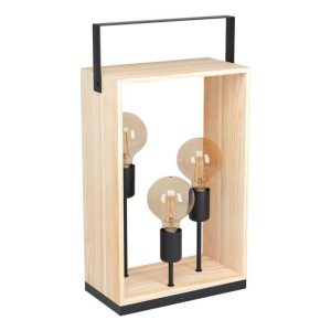 Lámpara de Mesa FAMBOROUGH de Madera con 3 Luces E27 para Interior IP20 – Eglo - Imagen 1
