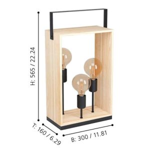 Lámpara de Mesa FAMBOROUGH de Madera con 3 Luces E27 para Interior IP20 – Eglo - Imagen 3