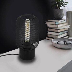 Lámpara de Mesa Industrial WRINGTON 1 con Rejilla Negra E14 IP20 – Eglo - Imagen 2