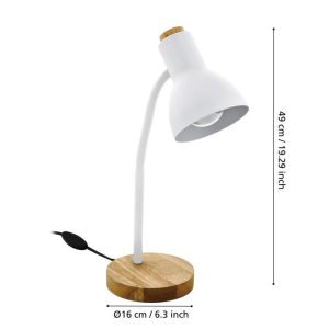 Lámpara de Mesa Tipo Flexo Nórdico VERADAL Blanca con Base de Madera E27 IP20 – Eglo - Imagen 2