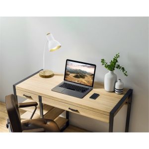 Lámpara de Mesa Tipo Flexo Nórdico VERADAL Blanca con Base de Madera E27 IP20 – Eglo - Imagen 4