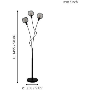 Lámpara de Pie Industrial WRINGTON 1 con Rejilla Negra 3xE14 IP20 – Eglo - Imagen 2