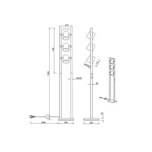 Lámpara de Pie LED BELL 3 Luces Metal y Madera IP20 - TRIO Lighting - Imagen 3