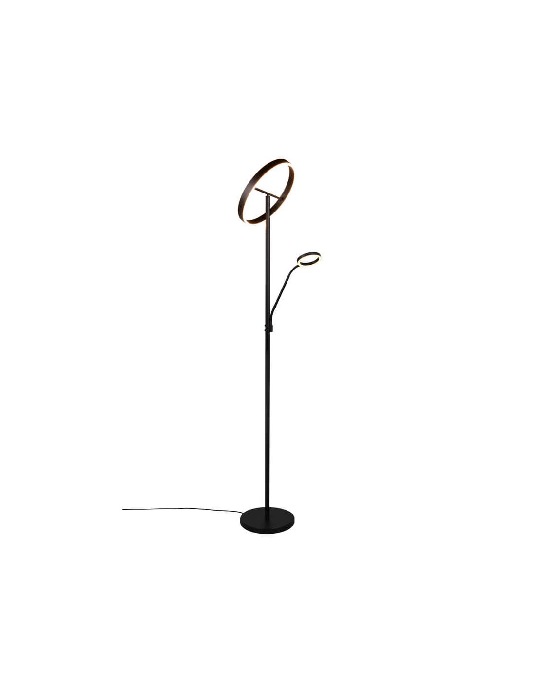 Lámpara de pie LED Willis negra vista completa encendida Trio Lighting