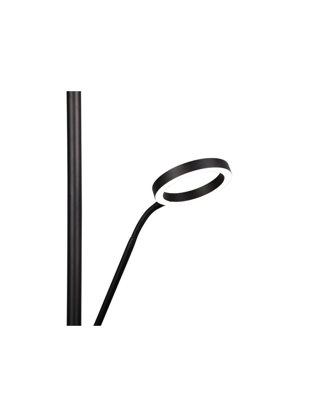 Lámpara de pie LED Willis negra detalle aro luz y brazo lector Trio Lighting