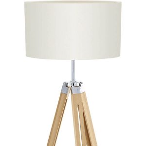 Lámpara de Pie Nórdica LANTADA de Madera con Pantalla Textil Blanca E27 – Eglo - Imagen 2