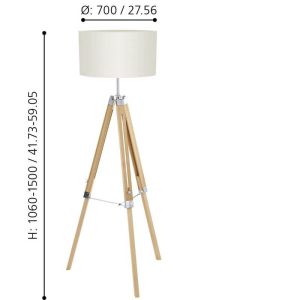 Lámpara de Pie Nórdica LANTADA de Madera con Pantalla Textil Blanca E27 – Eglo - Imagen 3