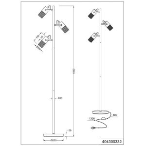 Lámpara de Pie TOSH Vintage Madera y Metal 3xE14 - TRIO Lighting - Imagen 4