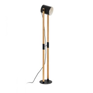 Lámpara de Pie Vintage HORNWOOD Negra y Madera Foco Orientable E27 IP20 – Eglo - Imagen 1