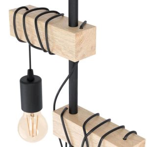 Lámpara de Pie Vintage TOWNSHEND de Madera y Acero 2 Luces E27 Regulables IP20 – Eglo - Imagen 3