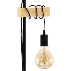 Lámpara de Pie Vintage TOWNSHEND de Madera y Acero 2 Luces E27 Regulables IP20 – Eglo - Imagen 4