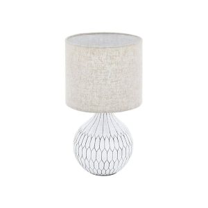 Lámpara de Sobremesa BELLARIVA 3 de Cerámica Blanca con Pantalla Textil E27 36 cm IP20 – Eglo - Imagen 1