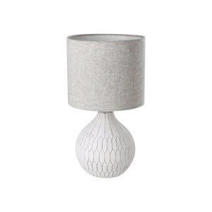 Lámpara de Sobremesa BELLARIVA 3 de Cerámica Blanca con Pantalla Textil E27 36 cm IP20 – Eglo - Imagen 2