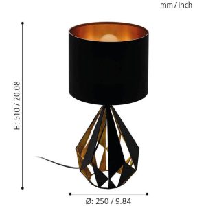 Lámpara de Sobremesa Moderna Vintage CARLTON 5 E27 IP20 – Eglo - Imagen 2