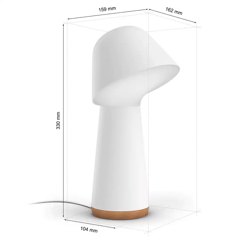Dimensiones de la lámpara de sobremesa Twilight Bedside Philips Hue blanca.