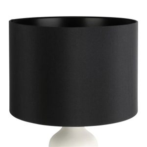 Lámpara de Sobremesa VINOZA Blanca con Base de Cerámica y Pantalla Textil Negra E27 IP20 – Eglo - Imagen 2