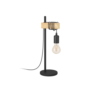 Lámpara de Sobremesa Vintage TOWNSHEND de Madera y Acero con Bombilla Colgante E27 IP20 – Eglo - Imagen 1
