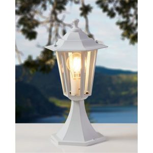 Lámpara de Sobremuro Exterior Tipo Farol LATERNA 5 Blanca Aluminio y Vidrio E27 IP44 – Eglo - Imagen 2