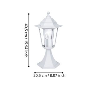 Lámpara de Sobremuro Exterior Tipo Farol LATERNA 5 Blanca Aluminio y Vidrio E27 IP44 – Eglo - Imagen 3