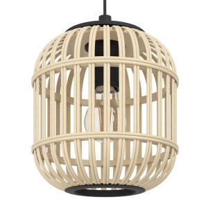 Lámpara de Techo Colgante BORDESLEY con Pantalla de Bambú Ø21 cm E27 IP20 – Eglo - Imagen 3