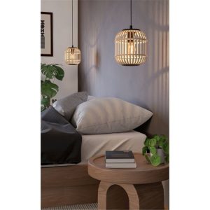 Lámpara de Techo Colgante BORDESLEY con Pantalla de Bambú Ø21 cm E27 IP20 – Eglo - Imagen 4