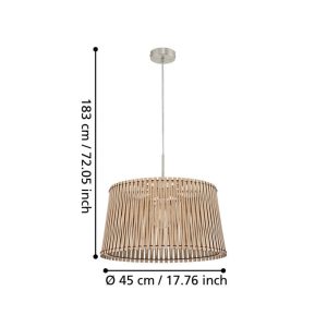 Lámpara de Techo Colgante SENDERO Redonda de Madera Ø45 cm E27 IP20 – Eglo - Imagen 4