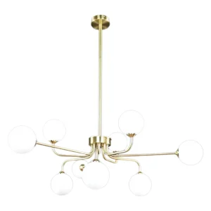 Lámpara de Techo Dorada 8 Luces con Bolas de Cristal Opal G9 para Interior IP20 – Campiluz - Imagen 1