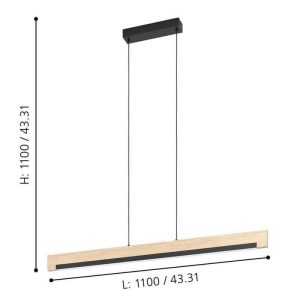 Lámpara de Techo LED CAMACHO de Madera Regulable 3000K – Eglo - Imagen 2