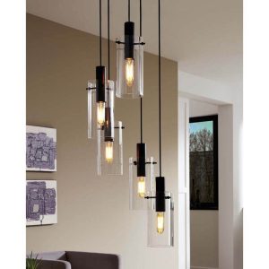 Lámpara de Techo MONTEFINO de Cristal Cilíndrico 5xE27 – Eglo - Imagen 2