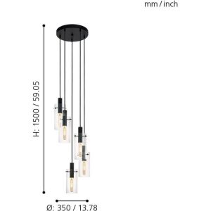 Lámpara de Techo MONTEFINO de Cristal Cilíndrico 5xE27 – Eglo - Imagen 3