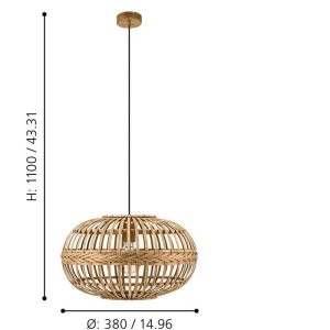 Lámpara de Techo Natural AMSFIELD con Pantalla de Madera Trenzada E27 IP20 – Eglo - Imagen 2
