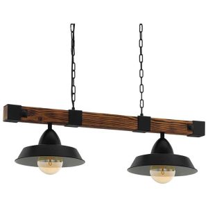 Lámpara de Techo OLDBURY Vintage de Madera y Metal 2xE27 – Eglo - Imagen 5