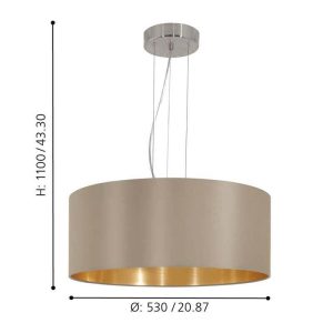 Lámpara de Techo Textil MASERLO Marrón y Oro 3xE27 – Eglo - Imagen 3