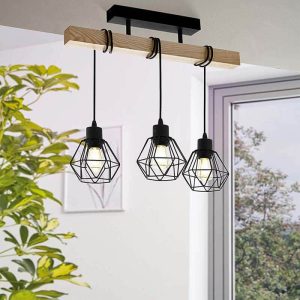 Lámpara de Techo TOWNSHEND 5 Vintage de Madera 3xE27 Regulable – Eglo - Imagen 2