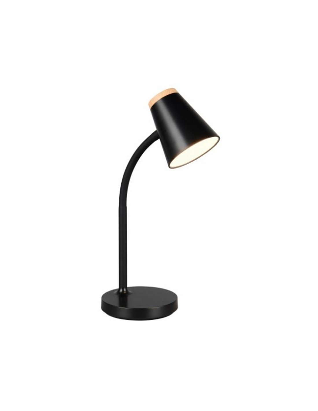 Lámpara LED Pongo flexo negro 4.5W 500lm 3000K IP20 Trio Lighting vista lateral encendida