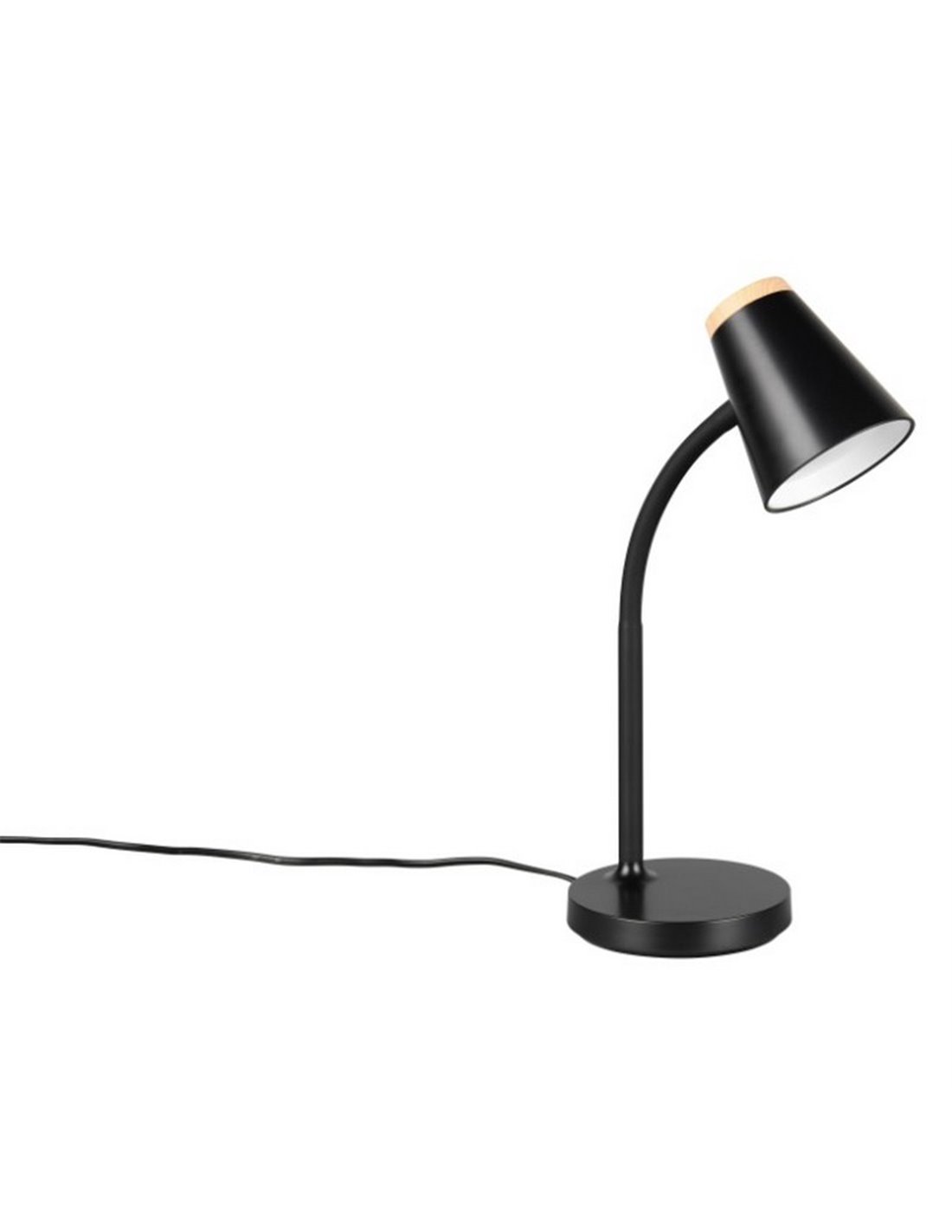Lámpara LED Pongo flexo negro 4.5W 500lm 3000K IP20 Trio Lighting vista lateral con cable